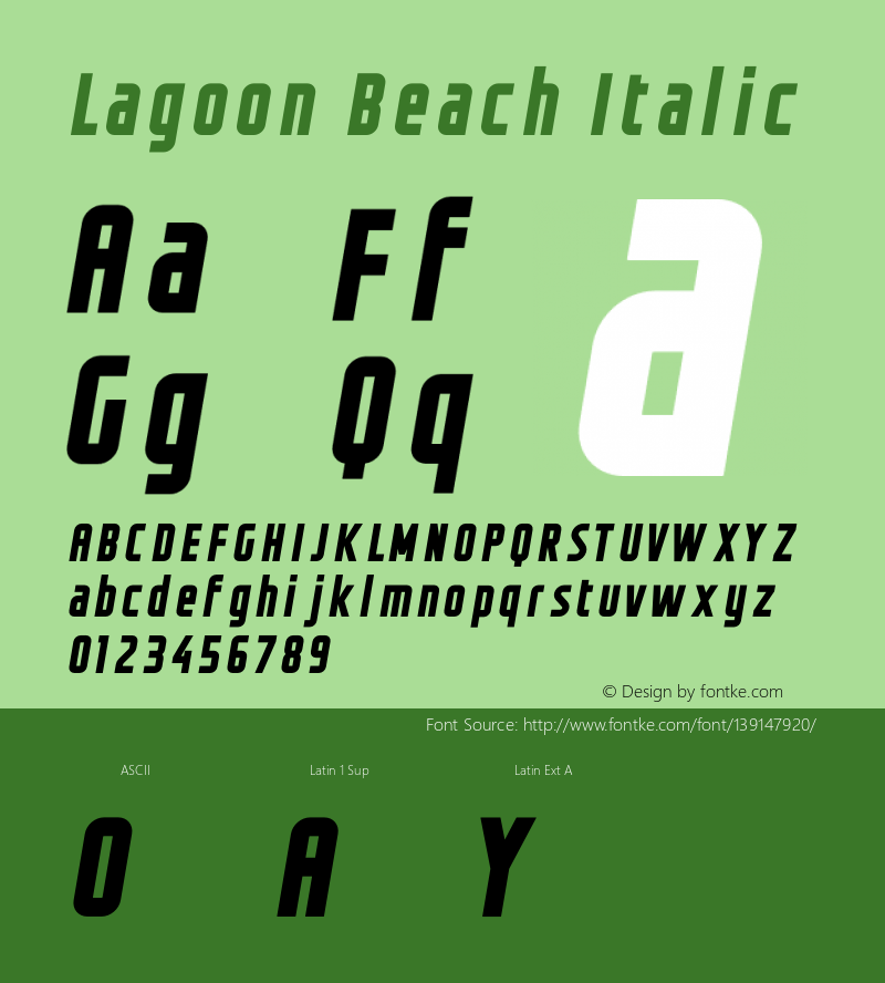 Lagoon Beach Italic Version 1.001;Fontself Maker 3.5.4图片样张