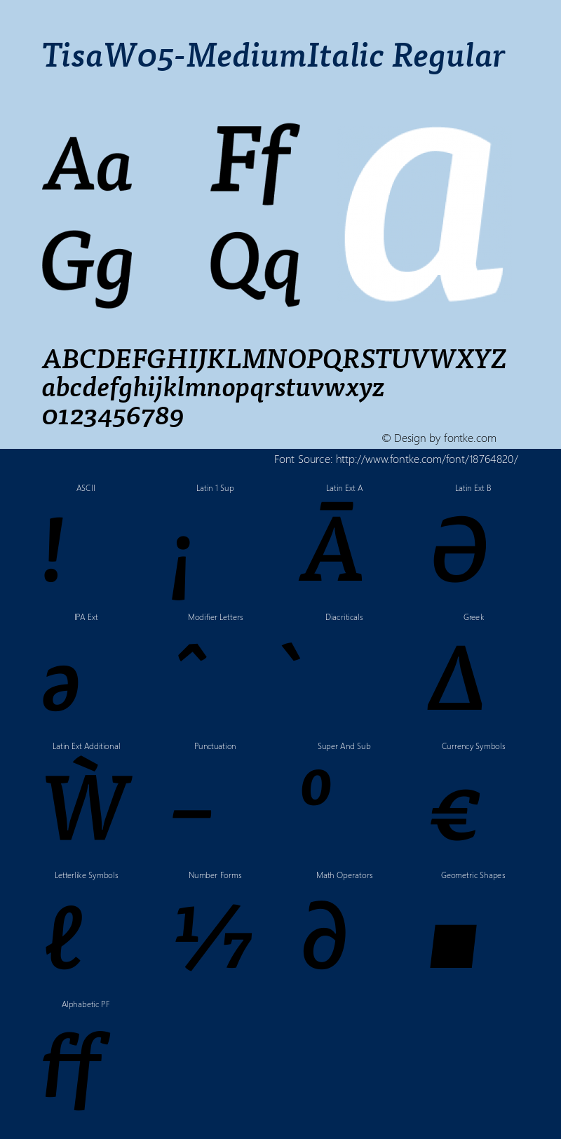 TisaW05-MediumItalic Regular Version 7.504图片样张