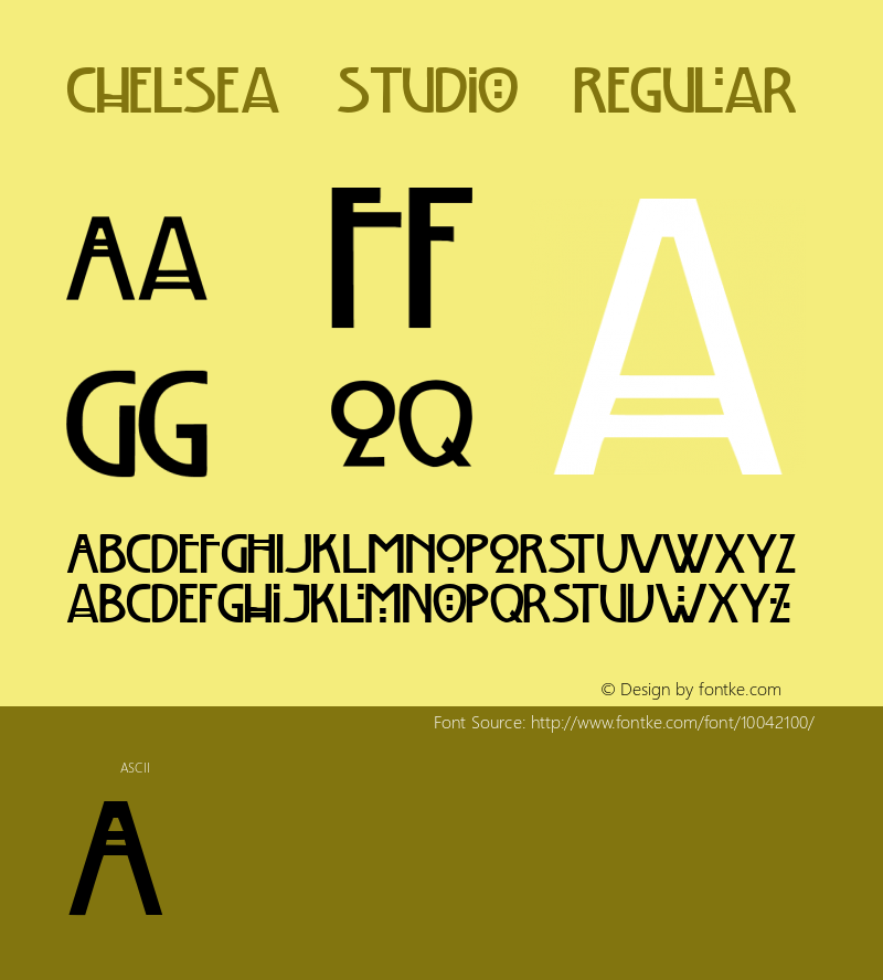 Chelsea Studio Regular Altsys Fontographer 4.0.3 7/12/97图片样张