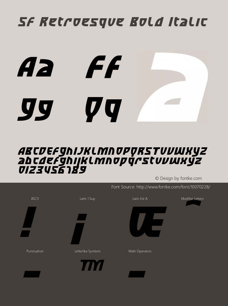 SF Retroesque Bold Italic v1.0 - Freeware图片样张