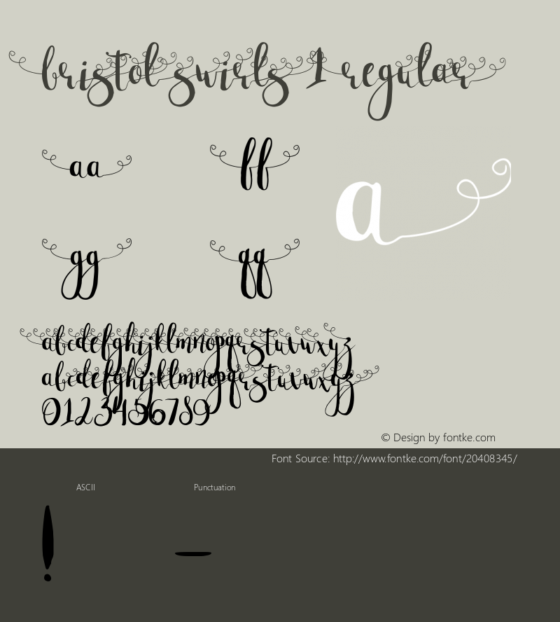 Bristolswirls1-Regular Version 1.001;PS 001.001;hotconv 1.0.88;makeotf.lib2.5.64775图片样张