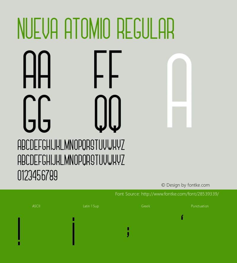 Nueva Atomio Version 1.00;January 21, 2019;FontCreator 11.5.0.2422 64-bit图片样张