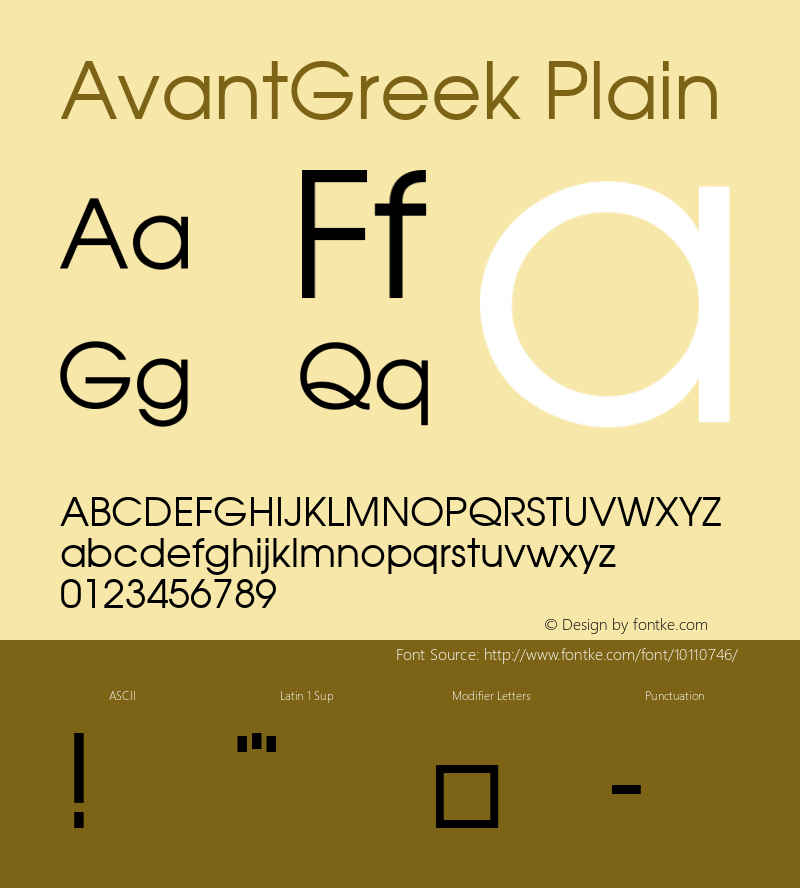 AvantGreek Plain Altsys Fontographer 3.3  5/18/92图片样张