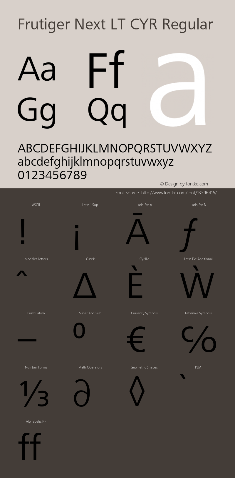 Frutiger Next LT CYR Regular Version 1.00图片样张