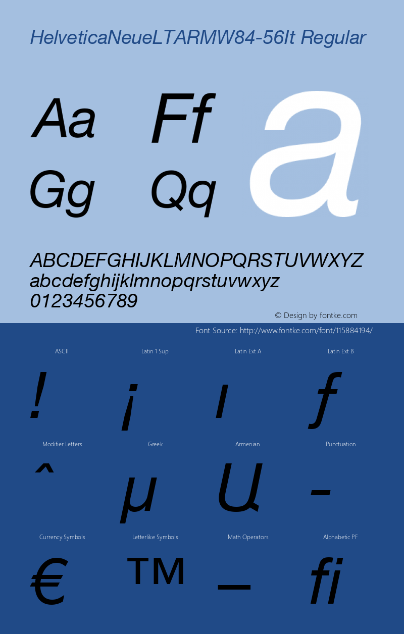 Helvetica Neue LT ARM W84 56 It Version 1.00图片样张