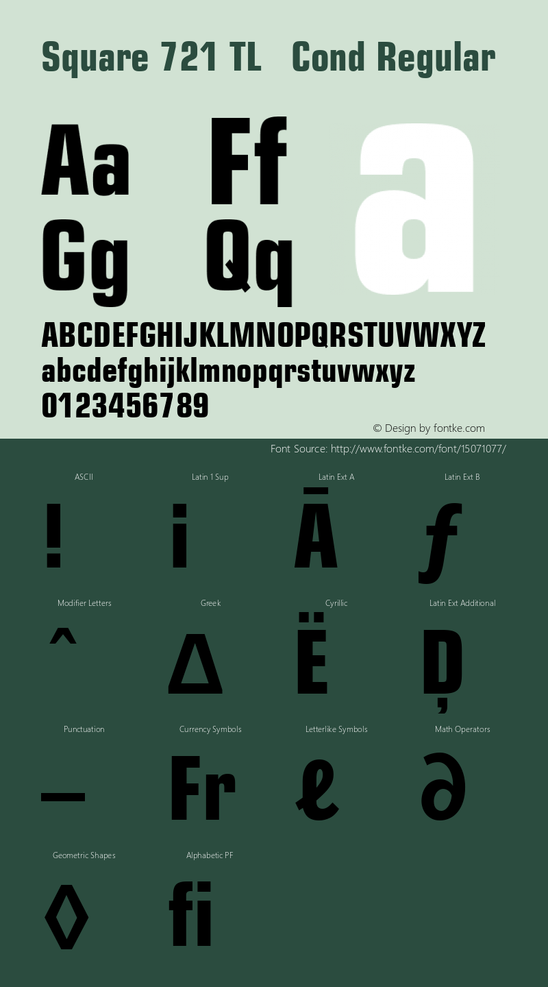 Square 721 TL   Cond Regular Version 3.00; 2008;com.myfonts.tilde.square-721.bold-condensed.wfkit2.33Cw图片样张