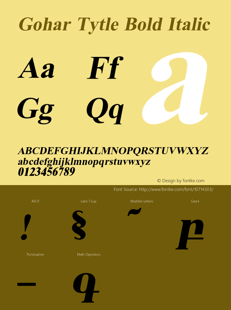 Gohar Tytle Bold Italic OTF 2.900;PS 002.090;Core 1.0.29图片样张