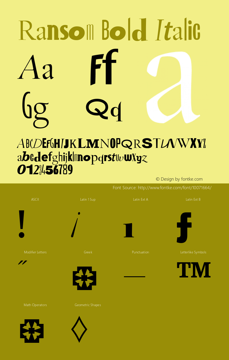 Ransom Bold Italic Version 1.50图片样张