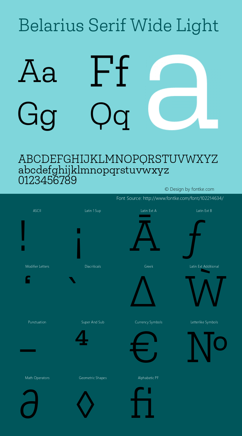 Belarius Serif Wide Lt Version 1.001图片样张