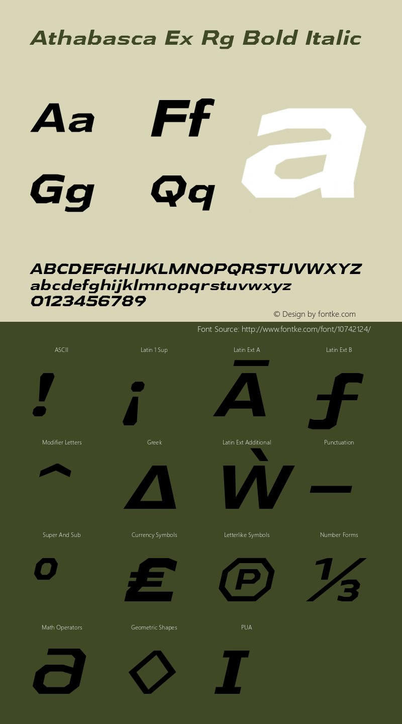 Athabasca Ex Rg Bold Italic Version 1.000图片样张