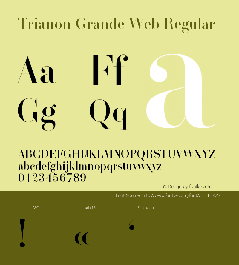 Trianon Grande Regular Version 1.001;PS 1.1;hotconv 1.0.72;makeotf.lib2.5.5900图片样张