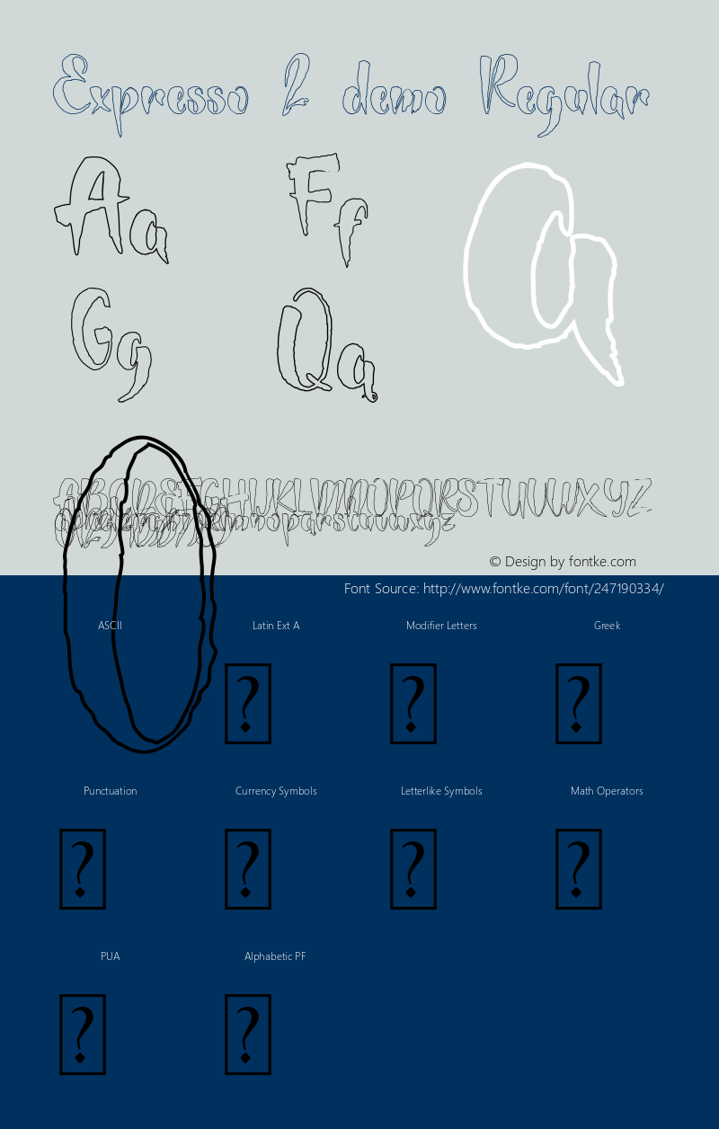 Expresso 2 demo Version 1.00;December 2, 2021;FontCreator 11.5.0.2430 64-bit图片样张