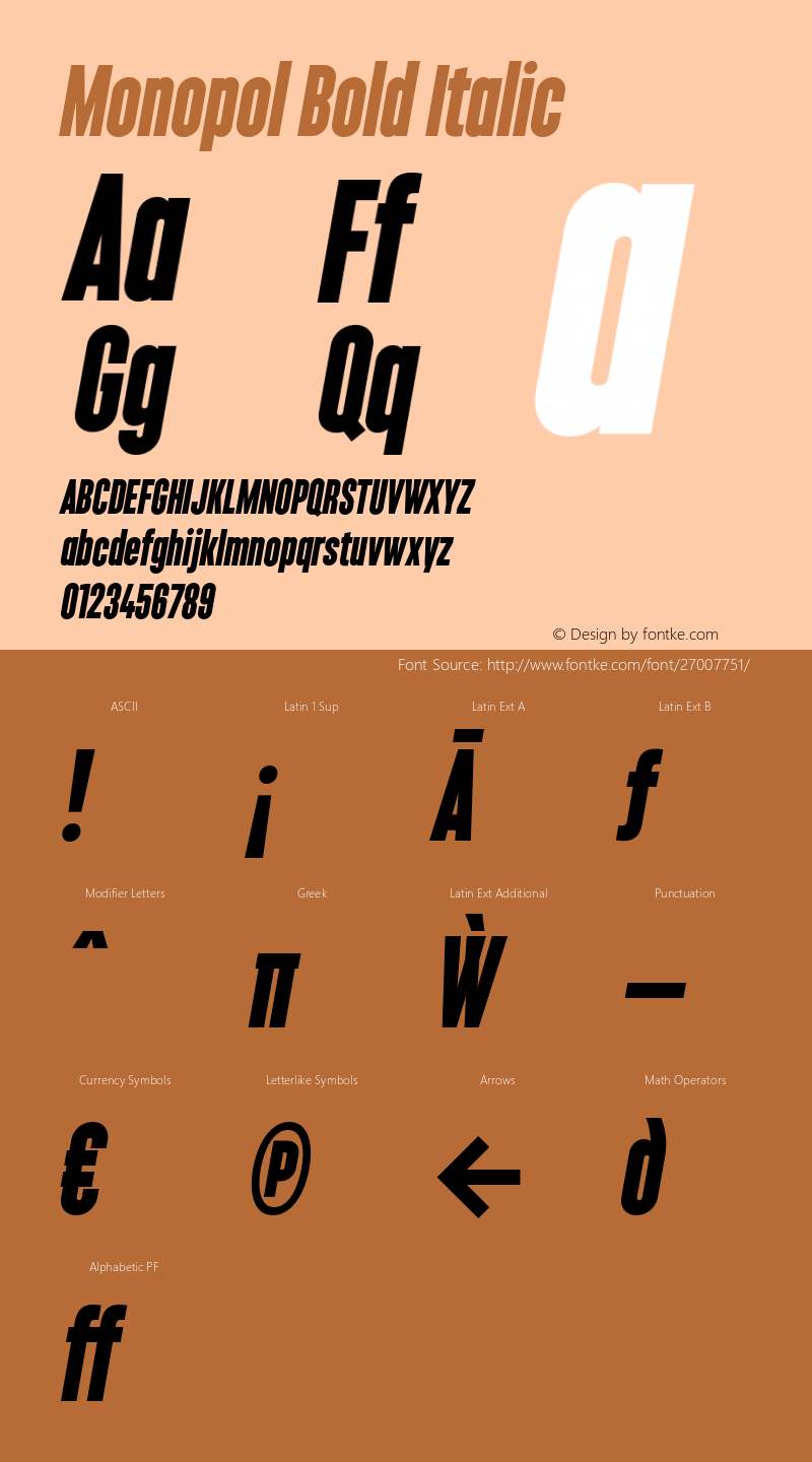 Monopol Bold Italic Version 2.000图片样张