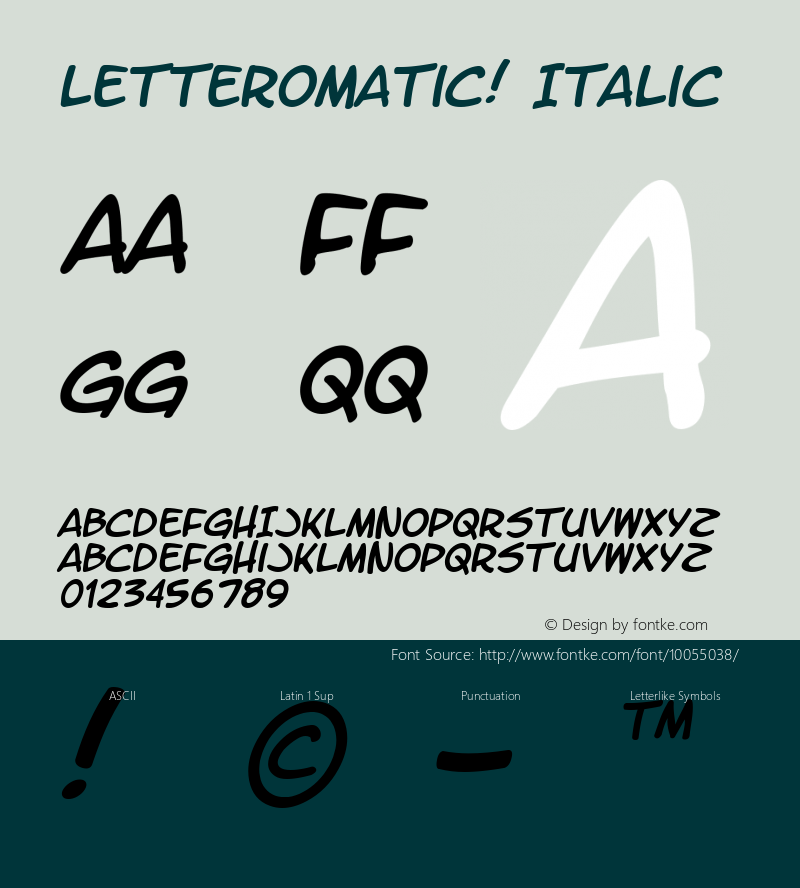 LetterOMatic! Italic Macromedia Fontographer 4.1 9/22/00图片样张