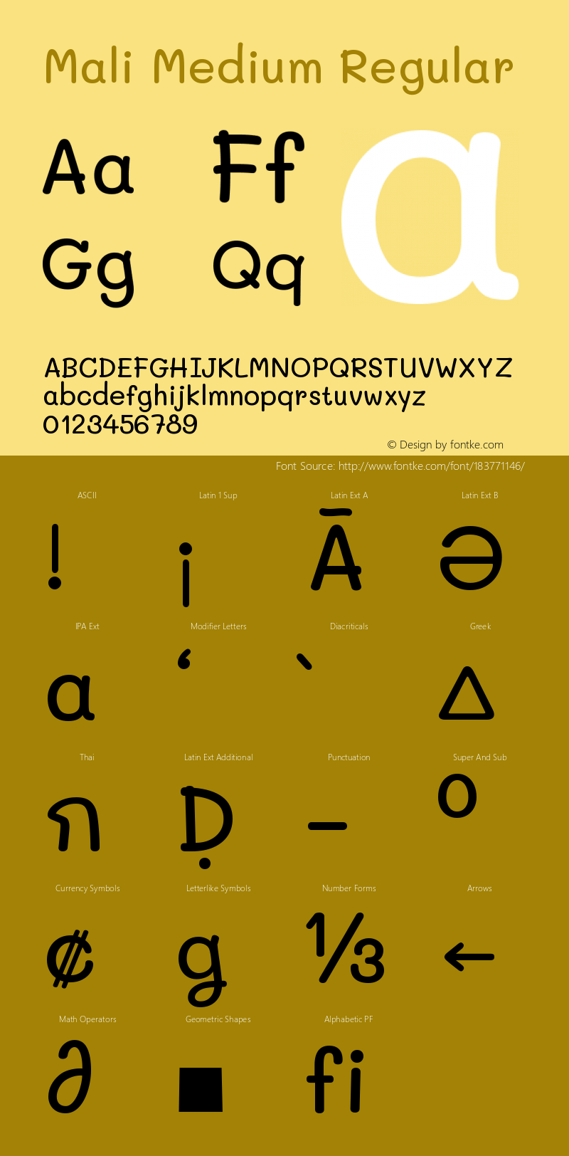 Mali Medium Version 1.000; ttfautohint (v1.6)图片样张