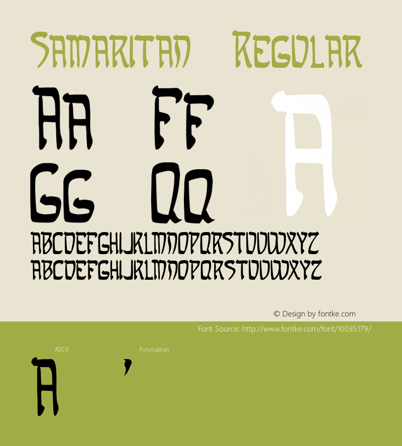 Samaritan Regular Altsys Fontographer 4.0.3 6/4/98图片样张