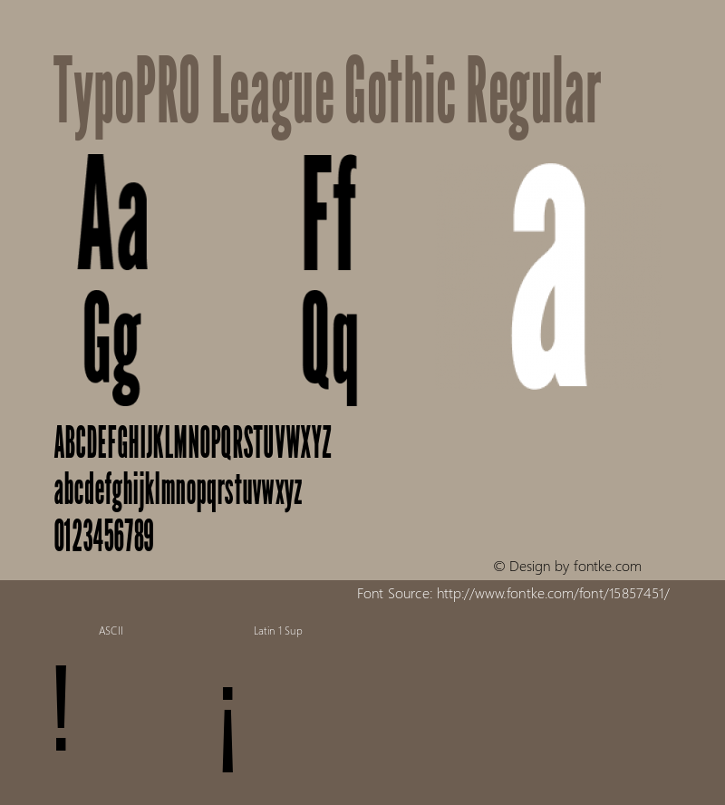 TypoPRO League Gothic Regular Version 1.001;PS 001.001;hotconv 1.0.56;makeotf.lib2.0.21325图片样张