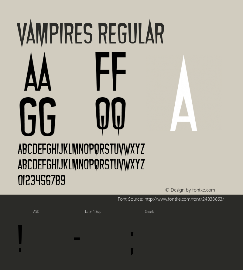 Vampires Version 1.00;January 12, 2018;FontCreator 11.0.0.2408 64-bit图片样张