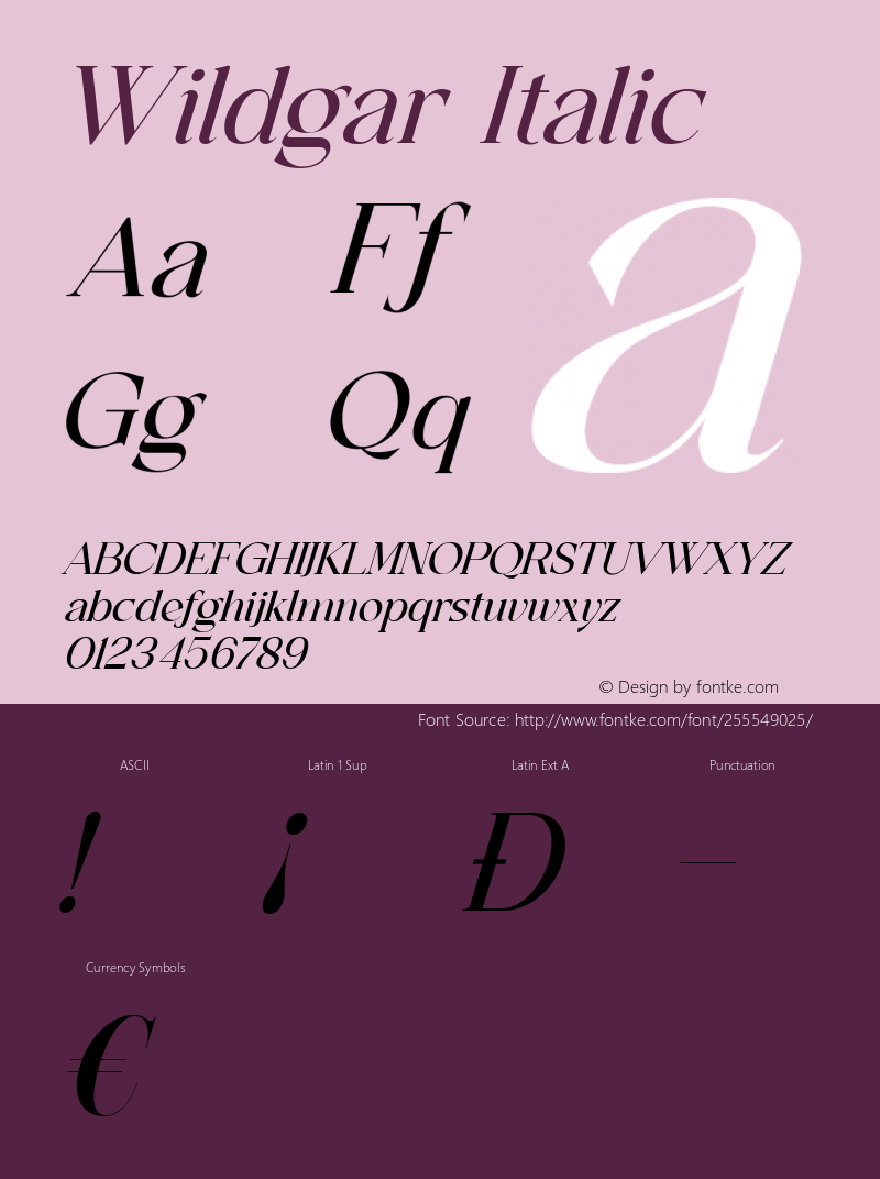 Wildgar Italic Version 1.001;Fontself Maker 3.5.8图片样张