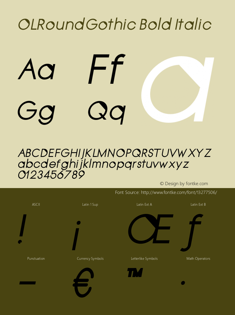 OLRoundGothic Bold Italic Version 1.000;PS 001.000;hotconv 1.0.38图片样张