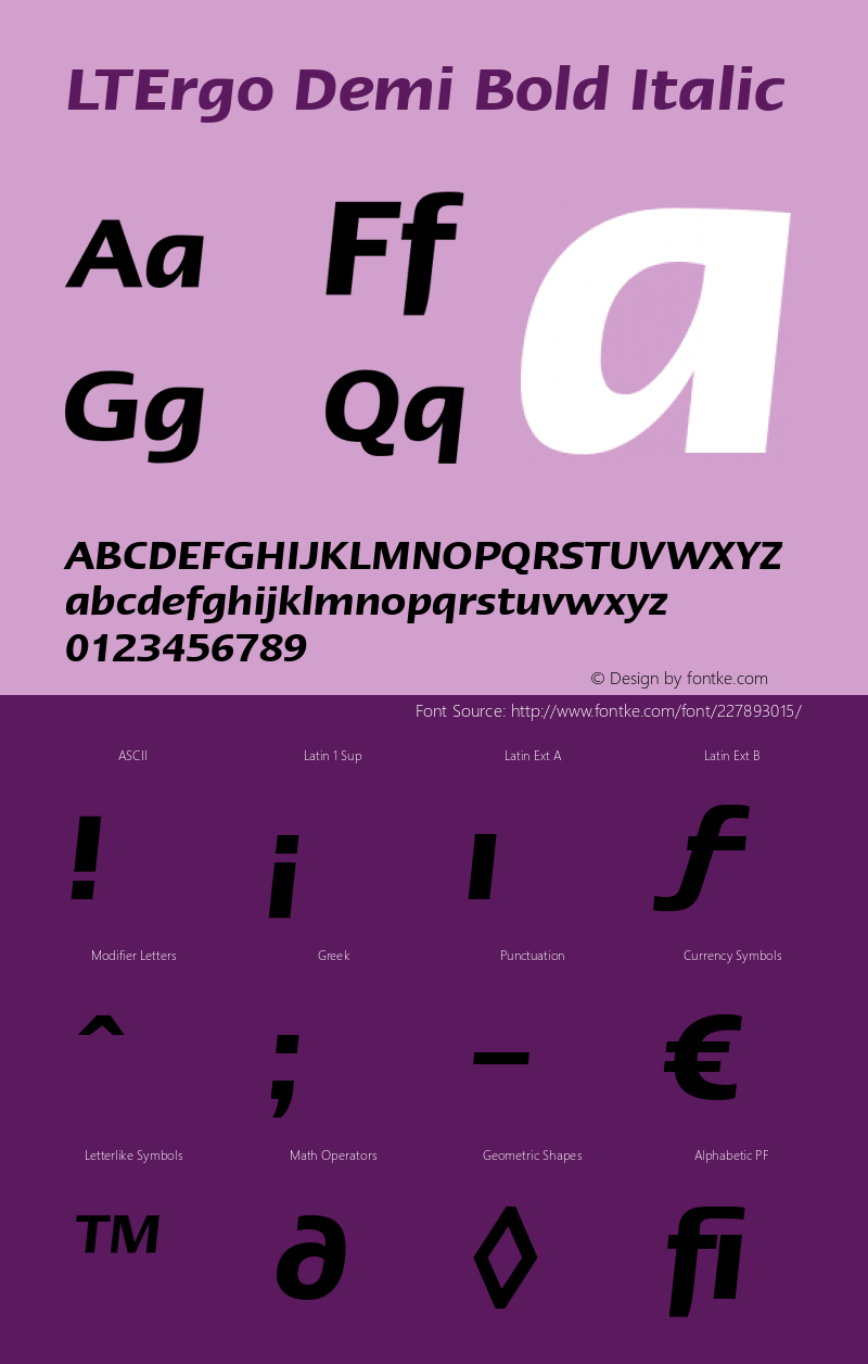 Linotype Ergo Demi Bold Italic Version 2.31图片样张