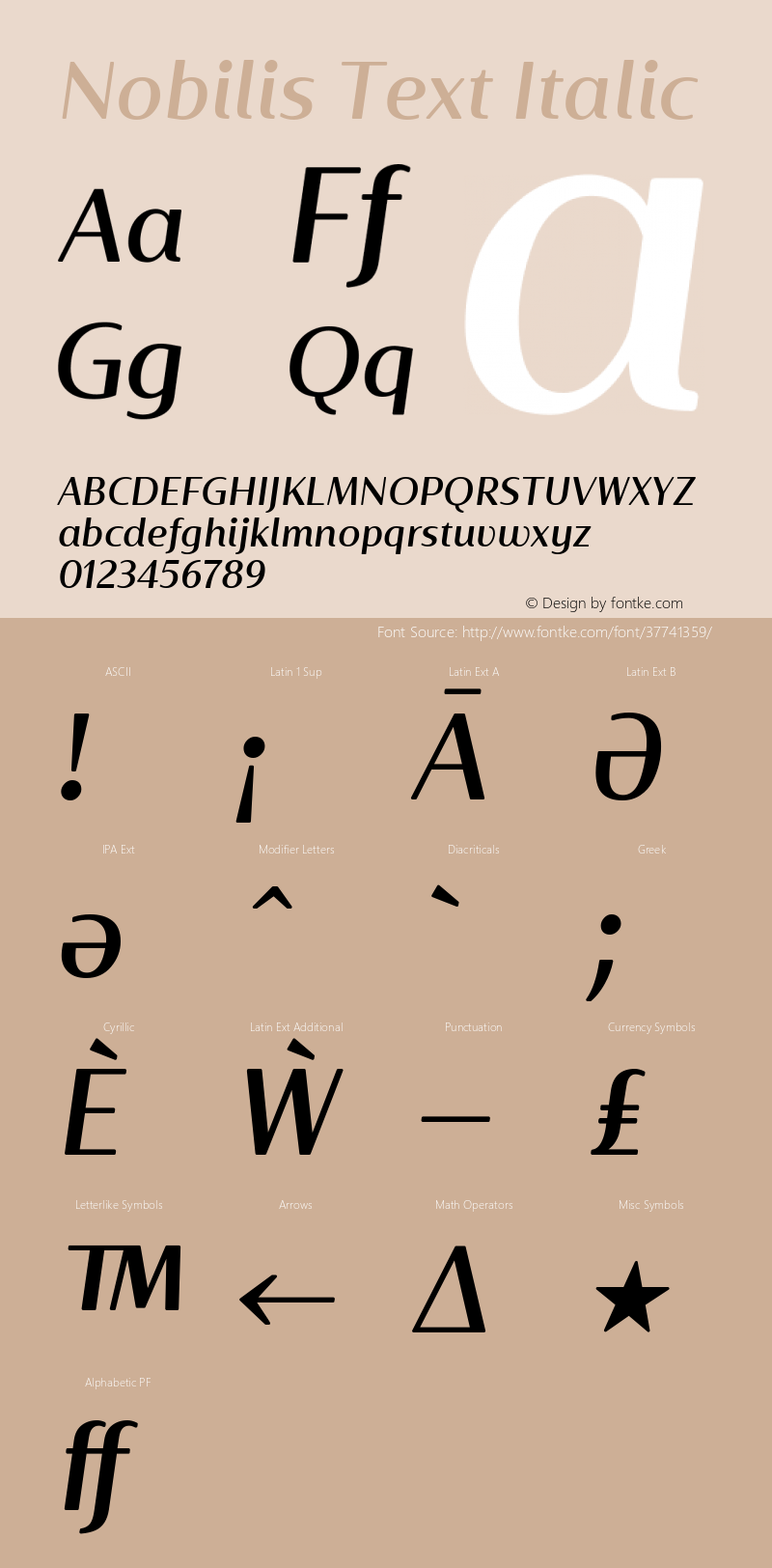 Nobilis Text Italic Version 1.001 | wf-rip DC20180430图片样张