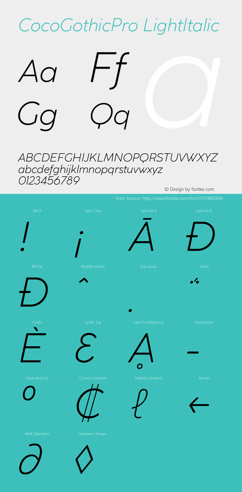 CocoGothicPro LightItalic Version 1.000图片样张