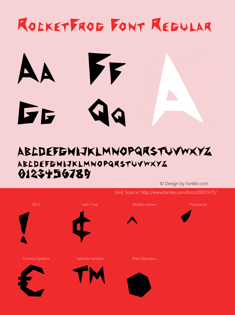 RocketFrog Font Version 1.00 July 30, 2012, initial release图片样张