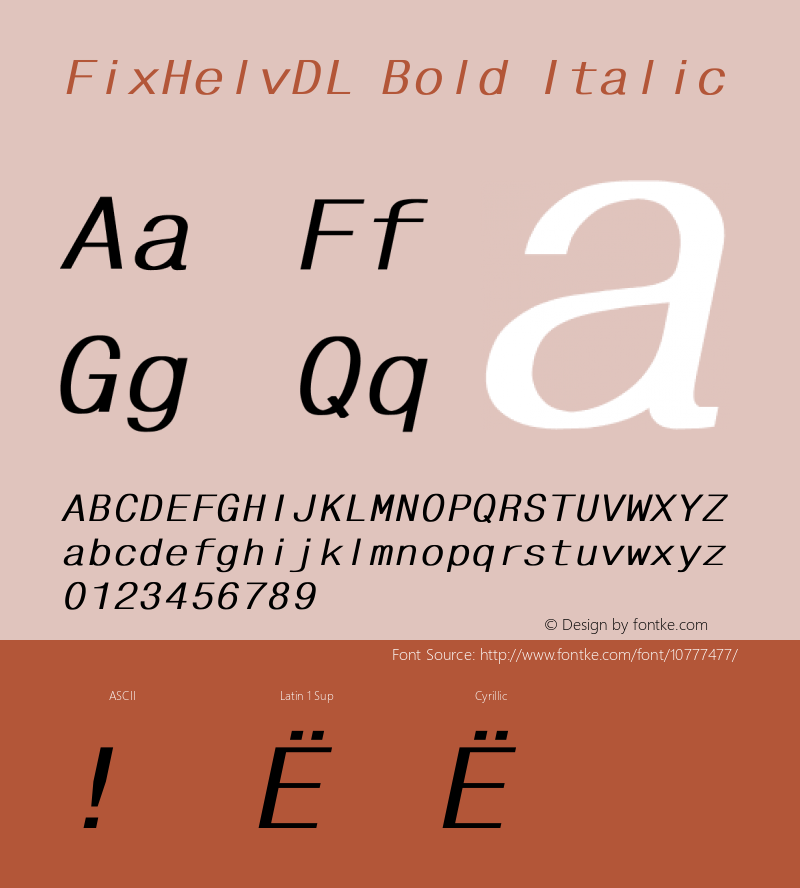 FixHelvDL Bold Italic Unknown图片样张