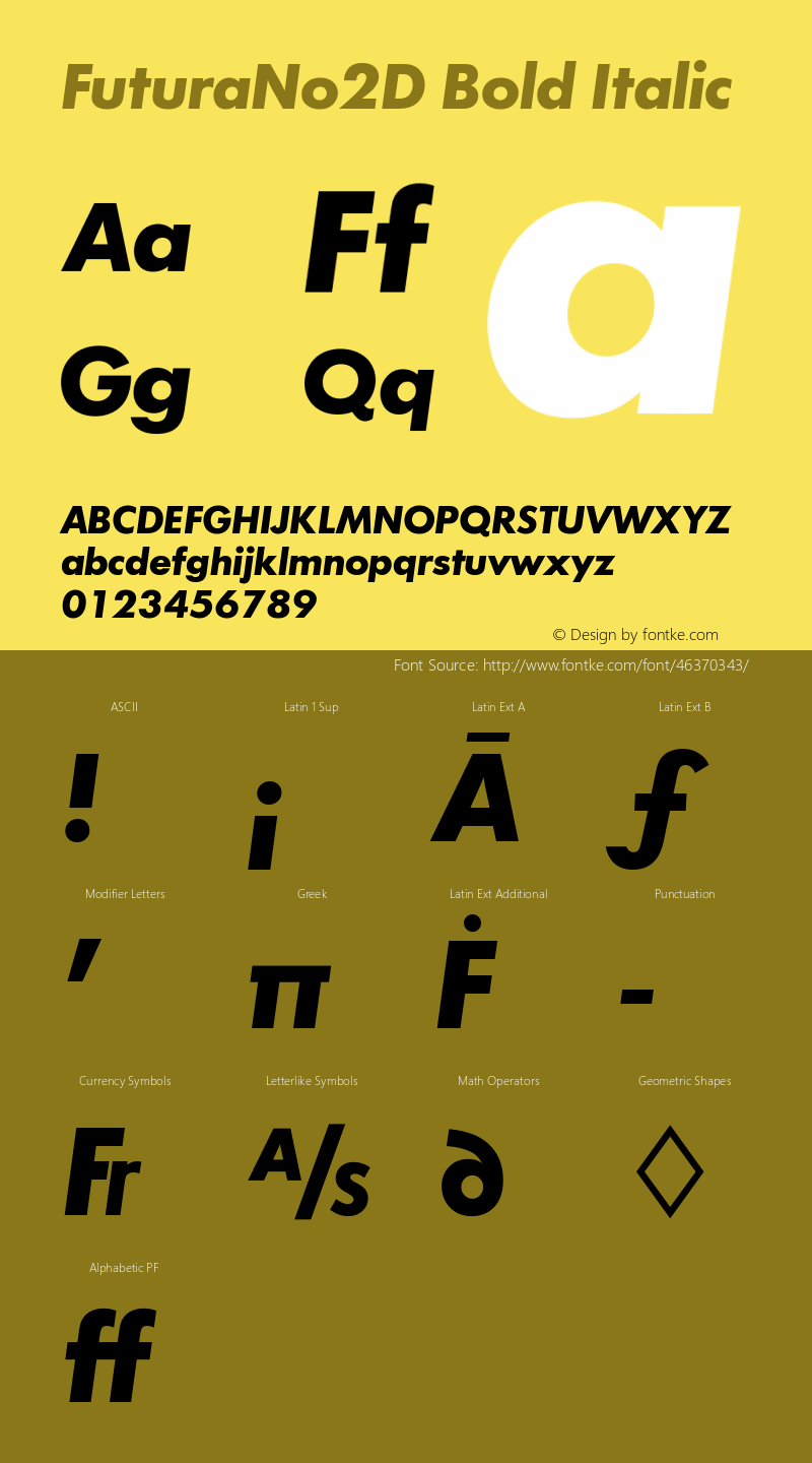 FuturaNo2D Bold Italic Version 1.00图片样张