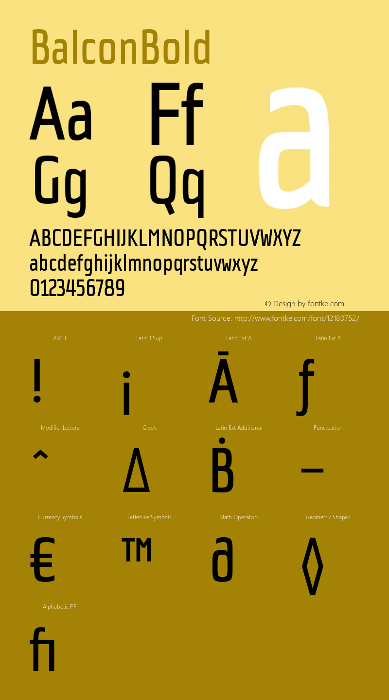 BalconBold ☞ Version 1.000;com.myfonts.easy.tdf.balcon.bold.wfkit2.version.4hd9图片样张