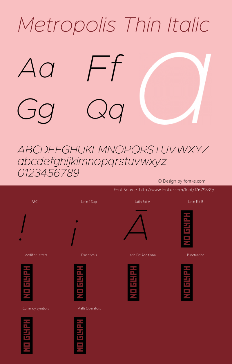 Metropolis Thin Italic Version 1.000;PS 001.000;hotconv 1.0.88;makeotf.lib2.5.64775图片样张