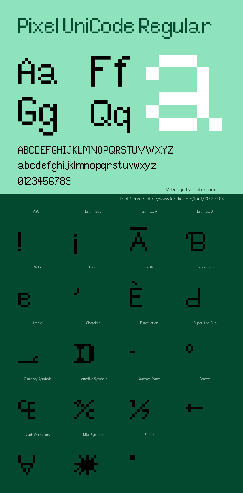 Pixel UniCode Regular Version 1.0图片样张