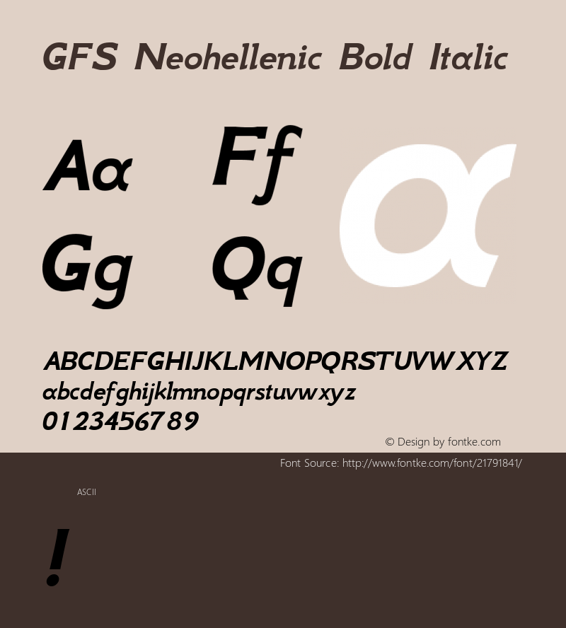 GFS Neohellenic Bold Italic 图片样张