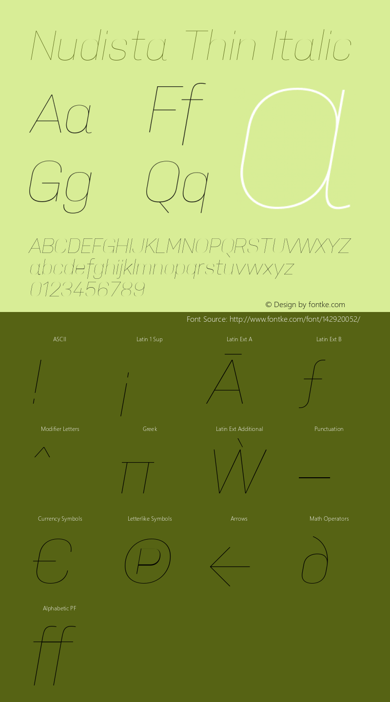 Nudista Thin Italic Version 2.000图片样张