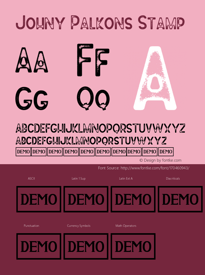 Johny Palkons Stamp Version 1.00;January 23, 2021;FontCreator 13.0.0.2683 64-bit图片样张