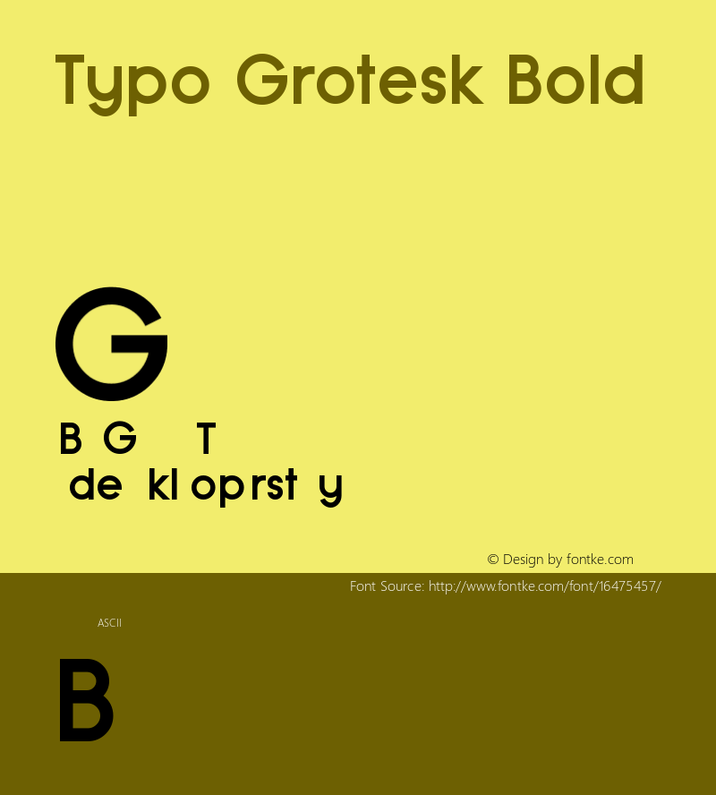 Typo Grotesk Bold Version 1.00 February 21, 2015, initial release图片样张