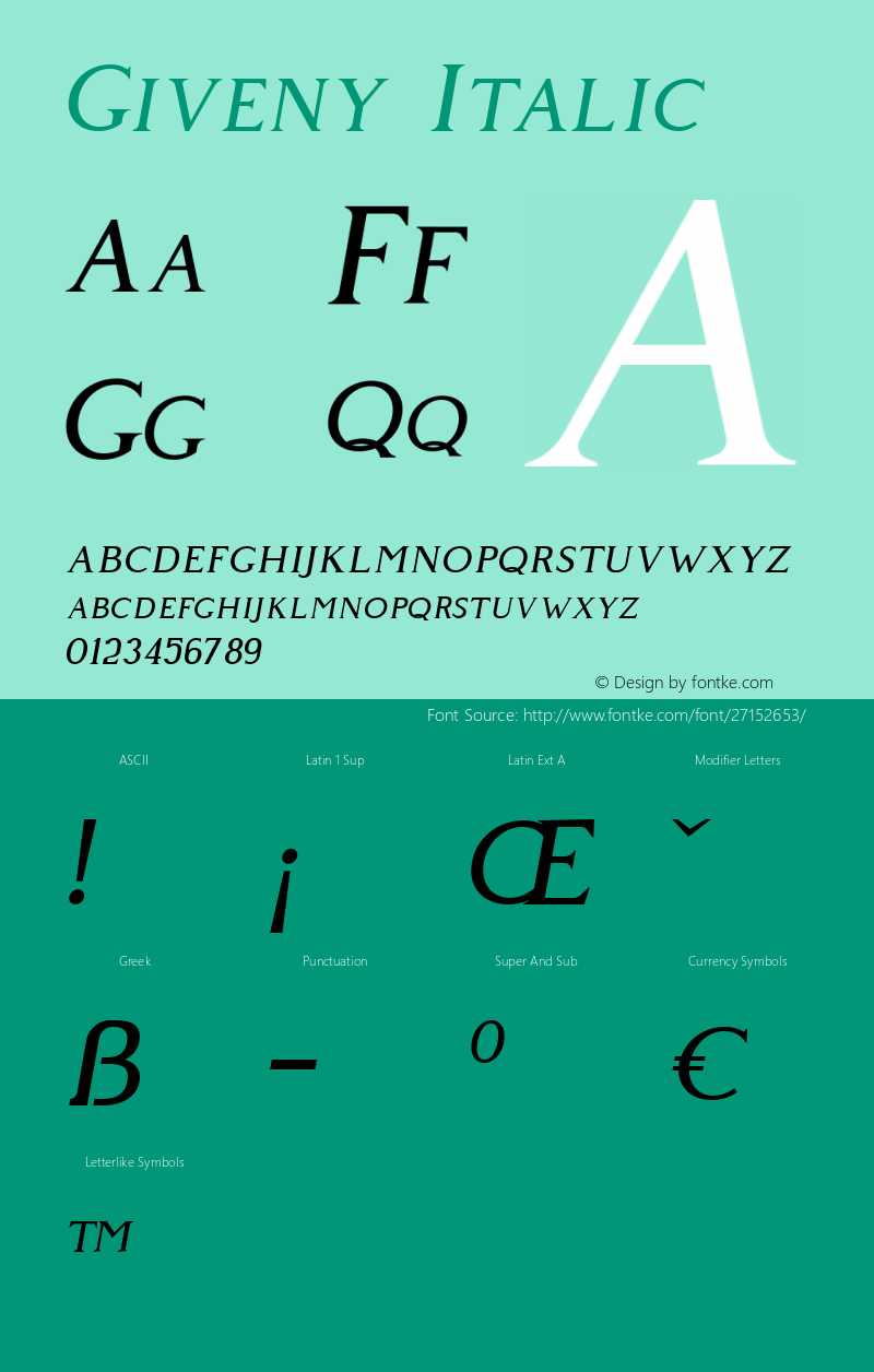 Giveny Italic Version图片样张