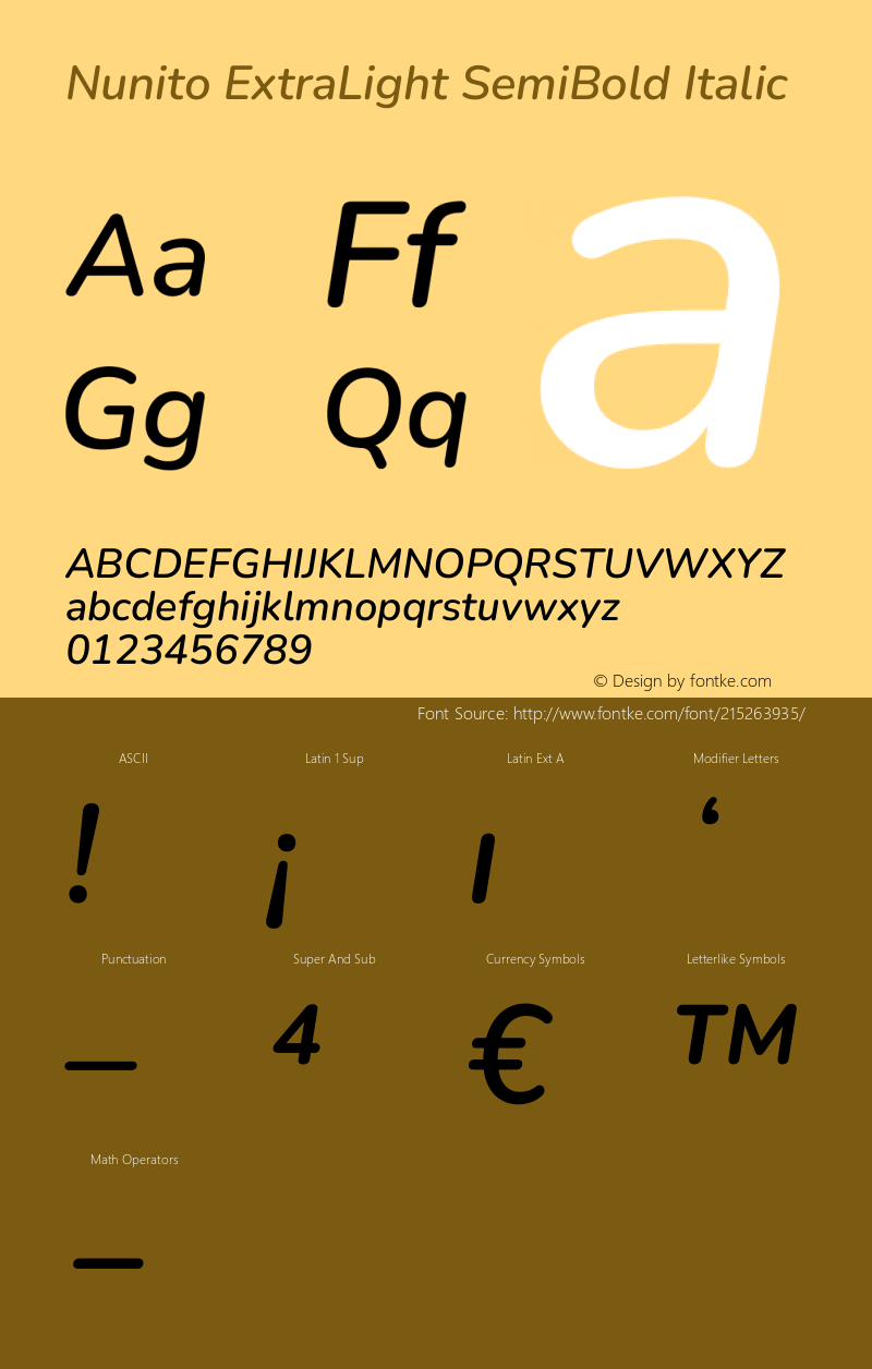 Nunito ExtraLight SemiBold Italic Version 3.601图片样张