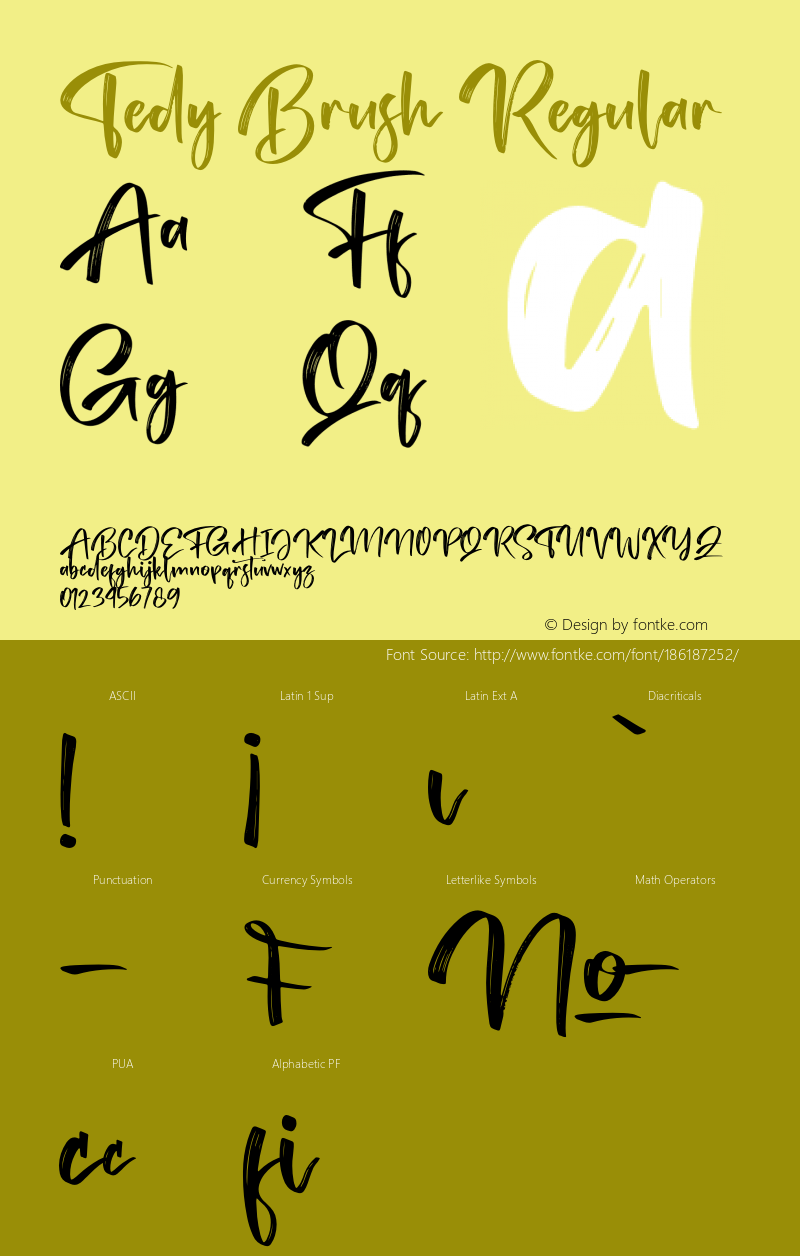 Tedy Brush Version 1.00;August 16, 2021;FontCreator 13.0.0.2683 64-bit图片样张