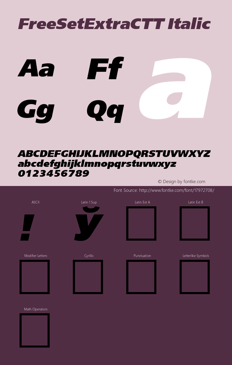 FreeSetExtraCTT Italic 1.100.000图片样张