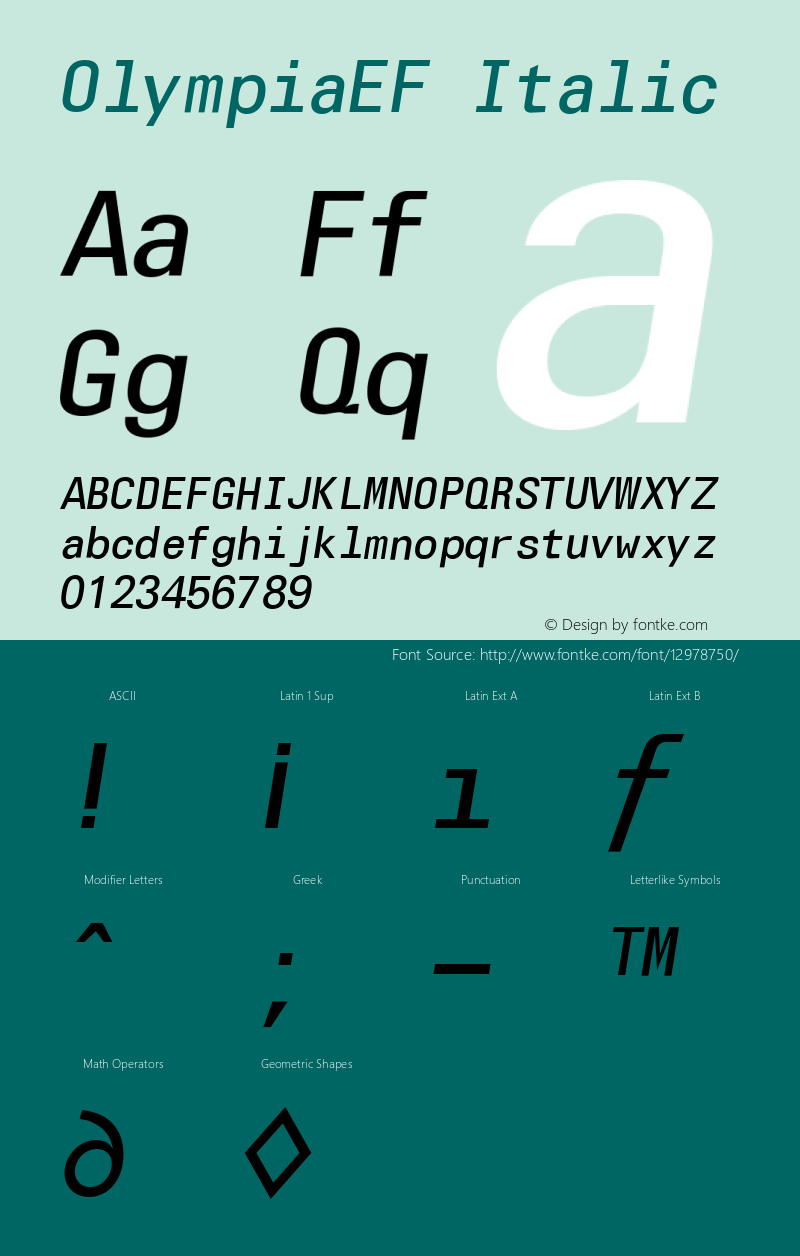 OlympiaEF Italic Version 1.00图片样张