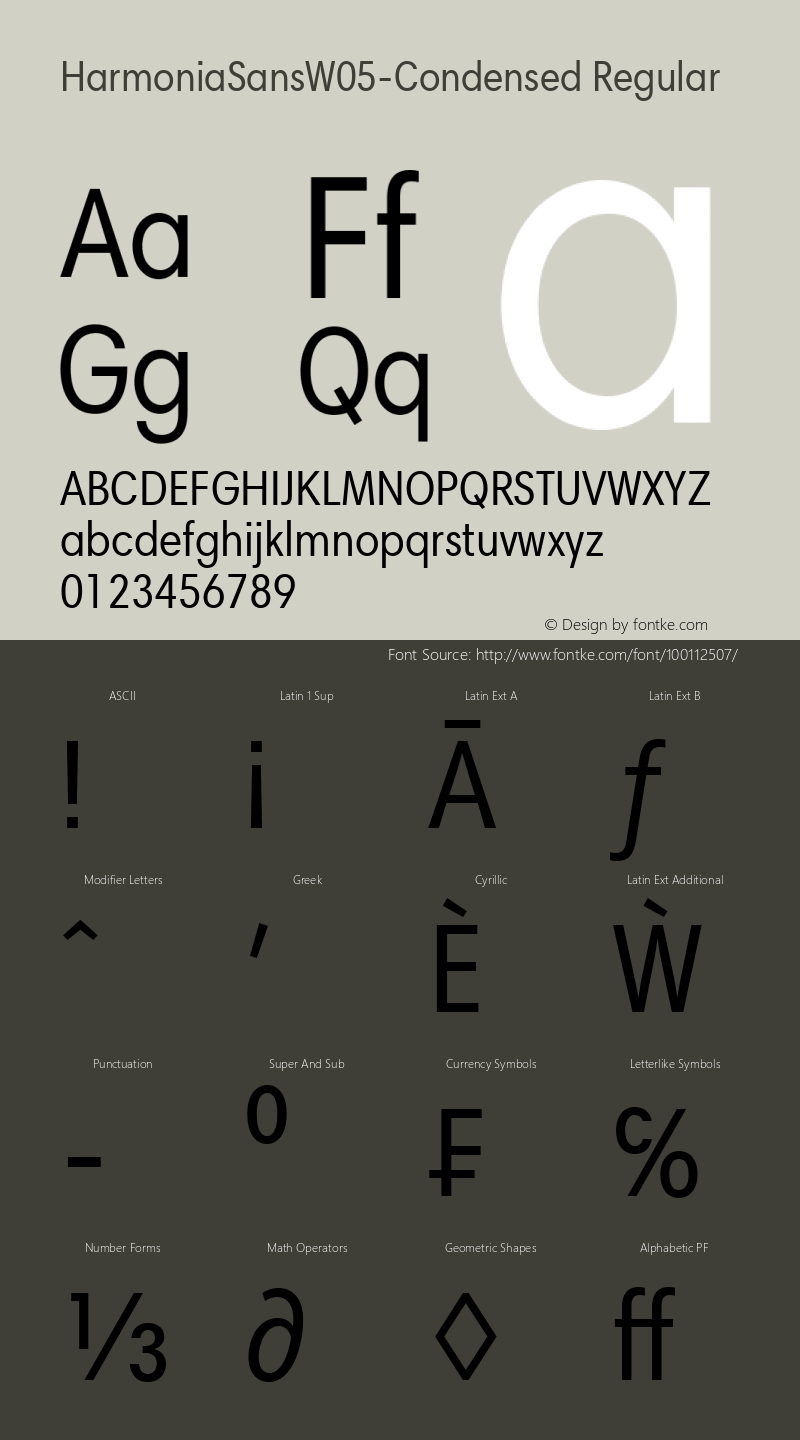 Harmonia Sans W05 Condensed Version 1.00图片样张