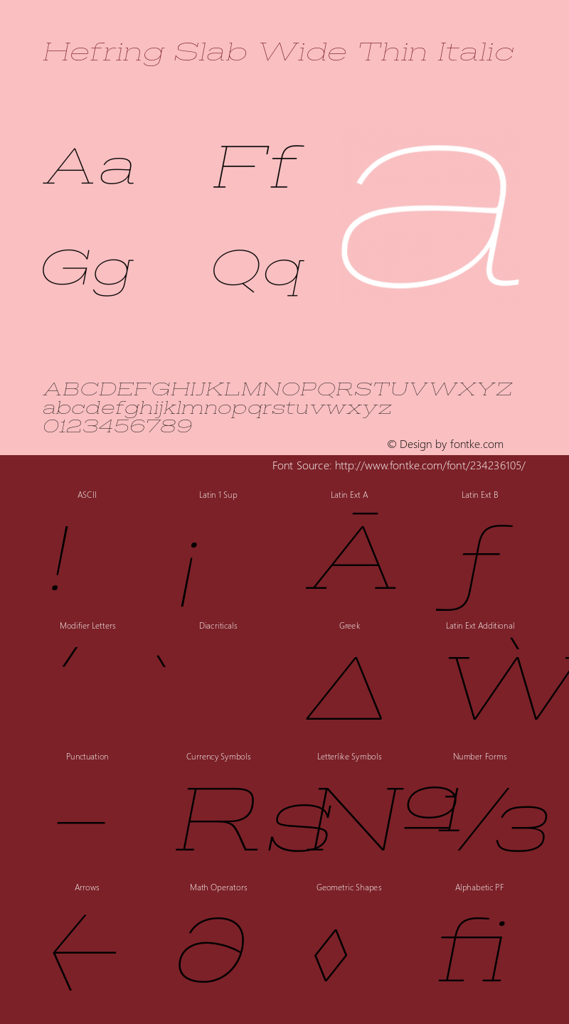 Hefring Slab Wide Thin Italic Version 001.000 October 2018图片样张