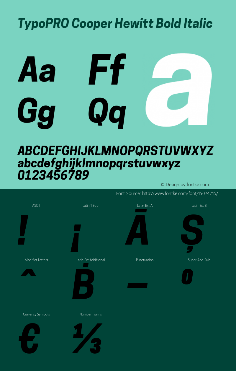 TypoPRO Cooper Hewitt Bold Italic 1.000图片样张