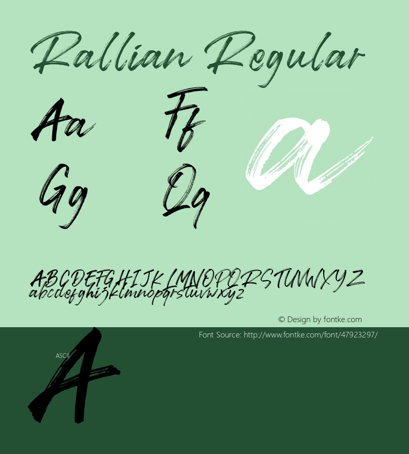 Rallian Version 1.00;October 29, 2019;FontCreator 11.5.0.2422 64-bit图片样张