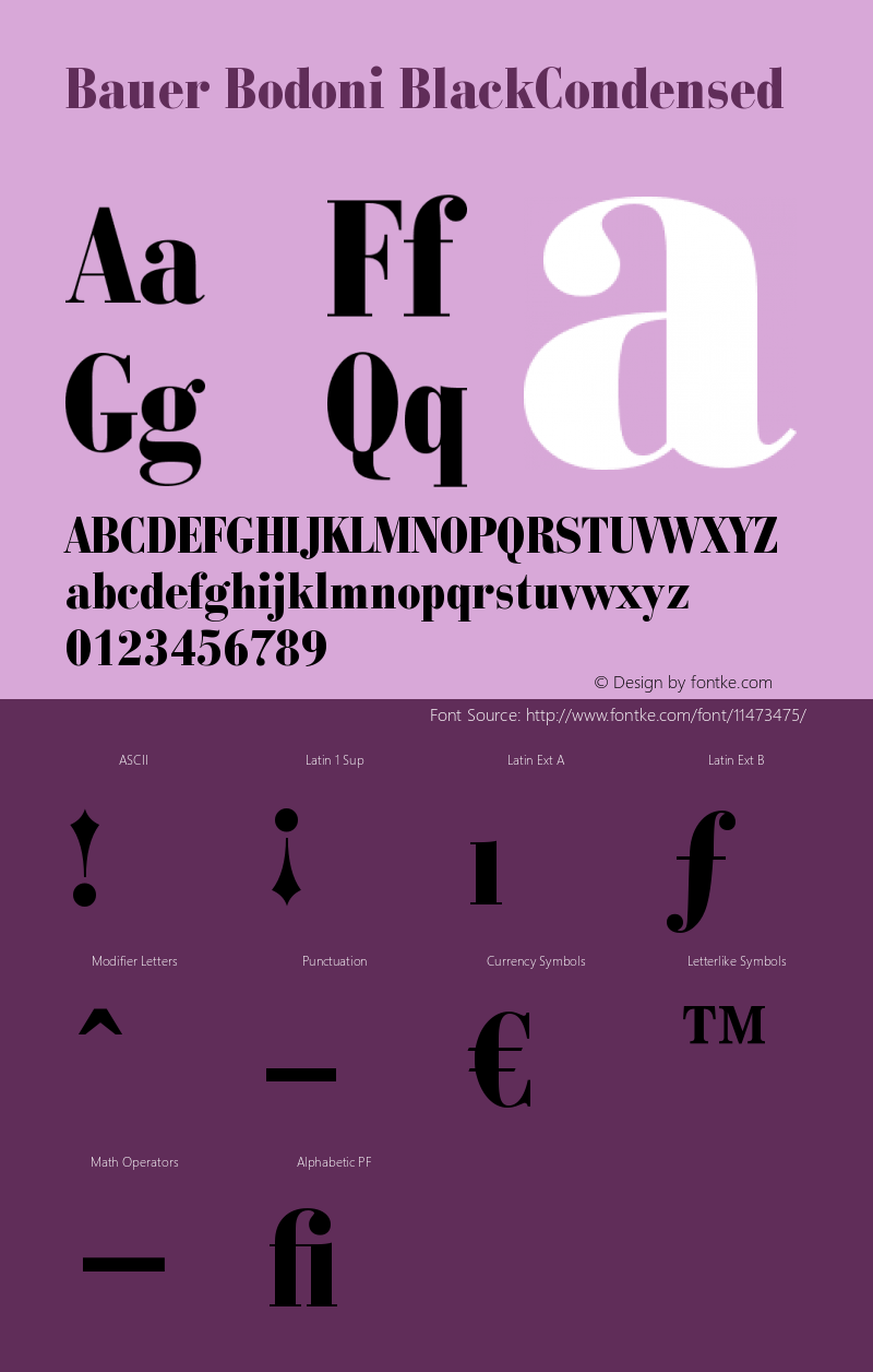 Bauer Bodoni BlackCondensed Version 003.001图片样张