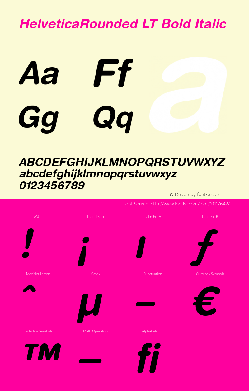 HelveticaRounded LT Bold Italic Version 6.1; 2002图片样张