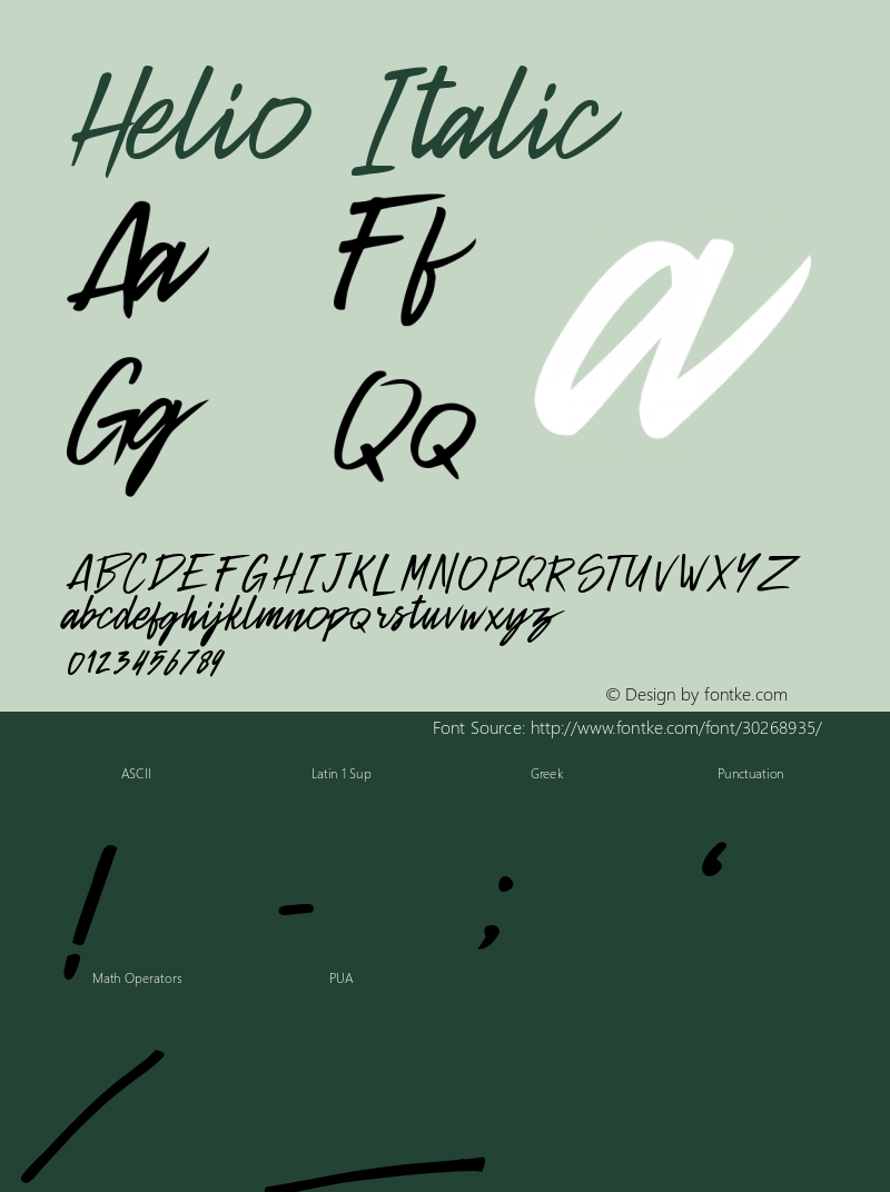 Helio Italic Version 1.00;May 14, 2019;FontCreator 11.5.0.2430 32-bit图片样张