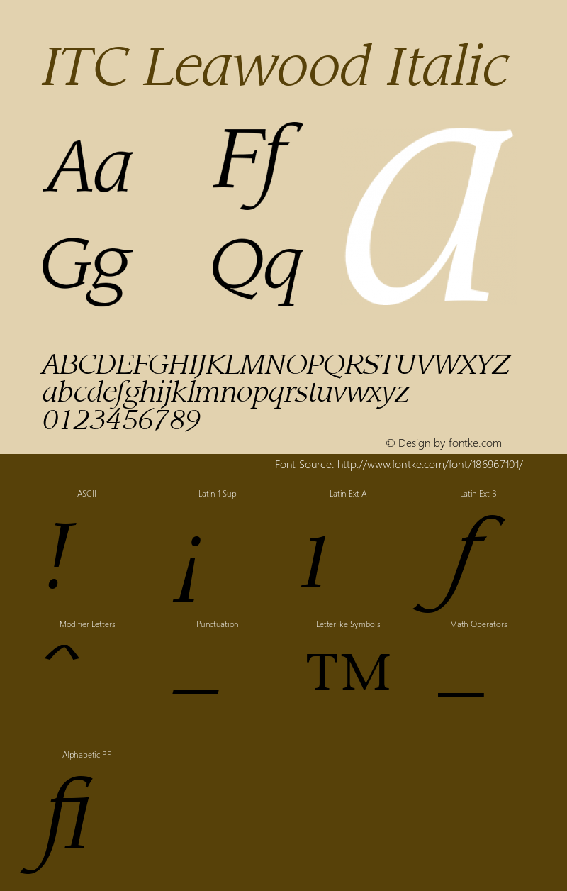 ITC Leawood Book Italic 001.000图片样张